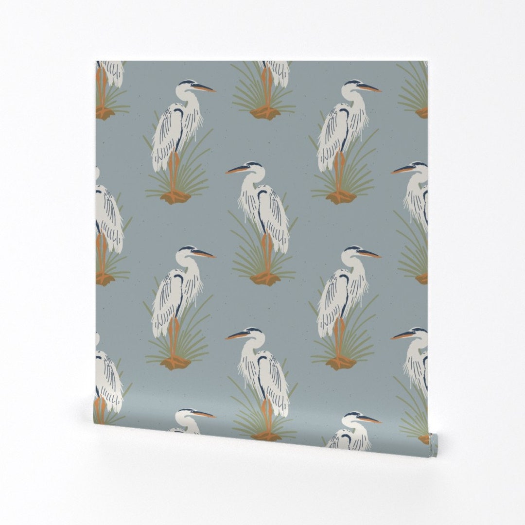 Vintage Herons Wallpaper Coastal Cranes by Coastlstudio Cranes Birds