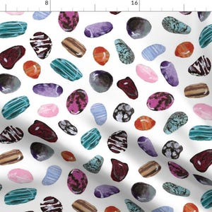 Rocks Fabric - Shiny Stones By Lprspr - Geology Nature Colorful Gems Rock Stone Pebble Cotton Fabric By The Yard With Spoonflower