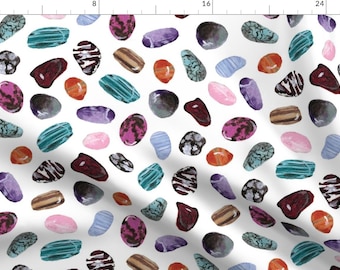Rocks Fabric - Shiny Stones By Lprspr - Geology Nature Colorful Gems Rock Stone Pebble Cotton Fabric By The Yard With Spoonflower