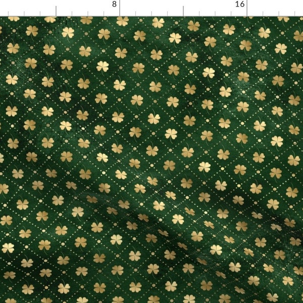 St Patricks Day Fabric - St Patricks Day Golden Clover By Artpics - Green Argyle Diamond Irish Cotton Fabric By The Yard With Spoonflower