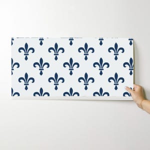 Gothic Wallpaper - Fleur De Lys Blue And White By Peacoquettedesigns - Custom Printed Removable Self Adhesive Wallpaper Roll by Spoonflower image 9