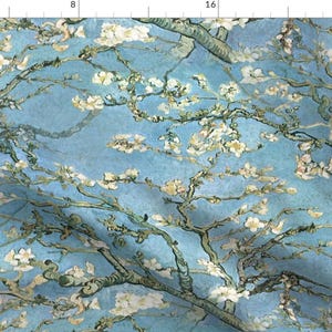 Van Gogh Fabric - Almond Tree In Blossom by peacoquettedesigns - Almond Trees Branches Floral Flowers Fabric by the Yard by Spoonflower