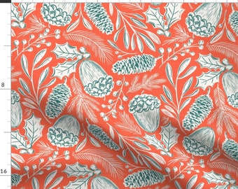 Rustic Christmas Fabric - Country Christmas by fineapplepairgmail_com - Orange Red Winter Holiday Fabric by the Yard by Spoonflower