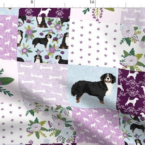 Bernese Mountain Dog Fabric-Bernese Mountain Dog Pet Quilt C Cheater Quilt Fabric By Petfriendly- Cotton Fabric By The Yard With Spoonflower image 1