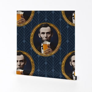 Presidents Wallpaper - Abe Lincoln Bar Edition by rebelmod - Beer Brewery Washington Removable Peel and Stick Wallpaper by Spoonflower