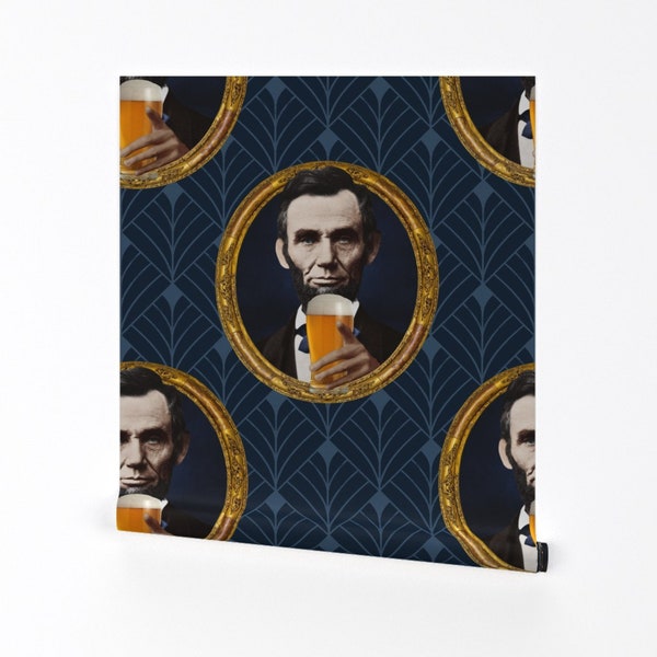 Papier peint Presidents - Abe Lincoln Bar Edition par rebelmod - Papier peint amovible autocollant Beer Brewery Washington par Spoonflower
