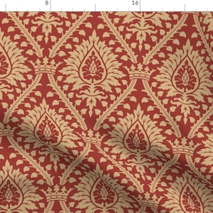 Renaissance Damask Fabric - Damask 2a By Muhlenkott - Renaissance Royal Damask Ornate Botanicals Cotton Fabric By The Yard With Spoonflower