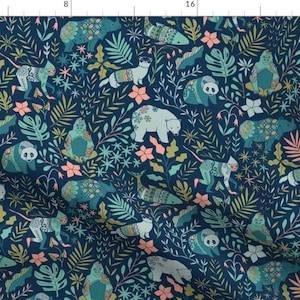 Endangered Species Fabric - Endangered Species Tropical Leaves Animals By Kostolom3000 - Folk Art Cotton Fabric By The Yard With Spoonflower image 1