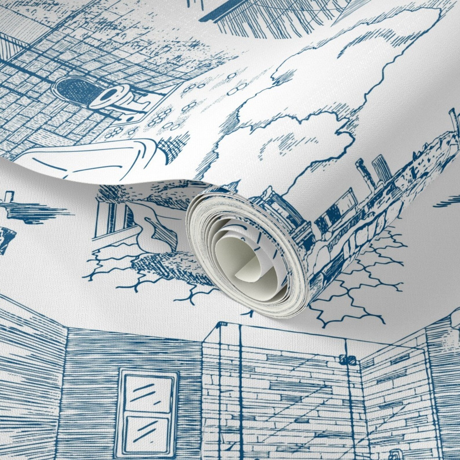 Toilet Wallpaper Toilets Through Time by - Etsy