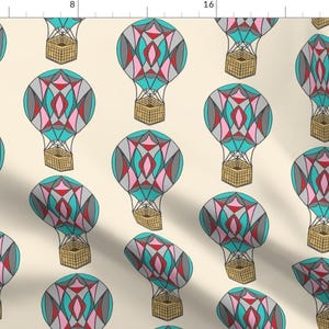 Mod Hot Air Balloon Fabric - Full Of Hot Air By Franbail - Colorful Hot Air Balloon Cotton Fabric By The Yard With Spoonflower