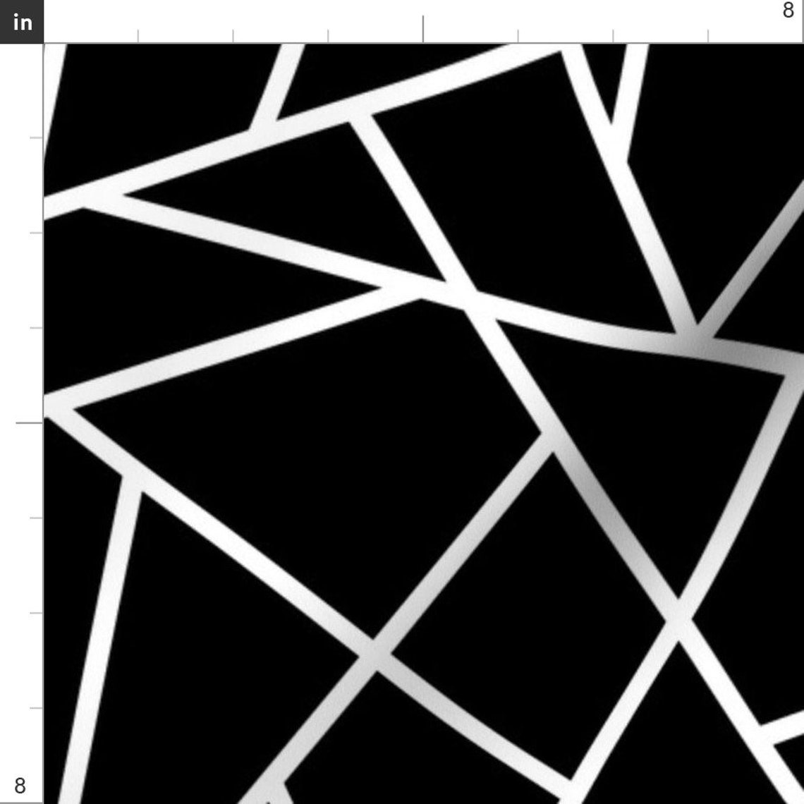 Black White Geometric Fabric Abstract Geometric White on - Etsy