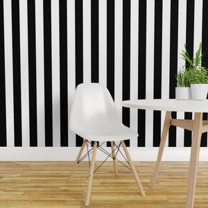 Black Stripe Peel and Stick Wallpaper -  Vertical Stripes Black And White - Removable Wall Decor Art - 2.5 Inch Stripes by trizzuto
