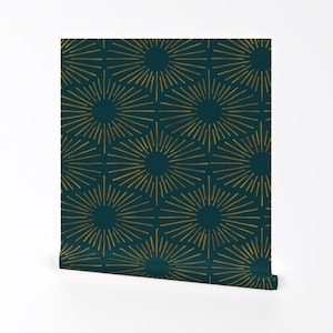 Vintage Removable Peel and Stick Wallpaper - Art Deco Simple Elegant Traditional - Wall Art Wall Decor - Art Deco Sunshine by hitomikimura
