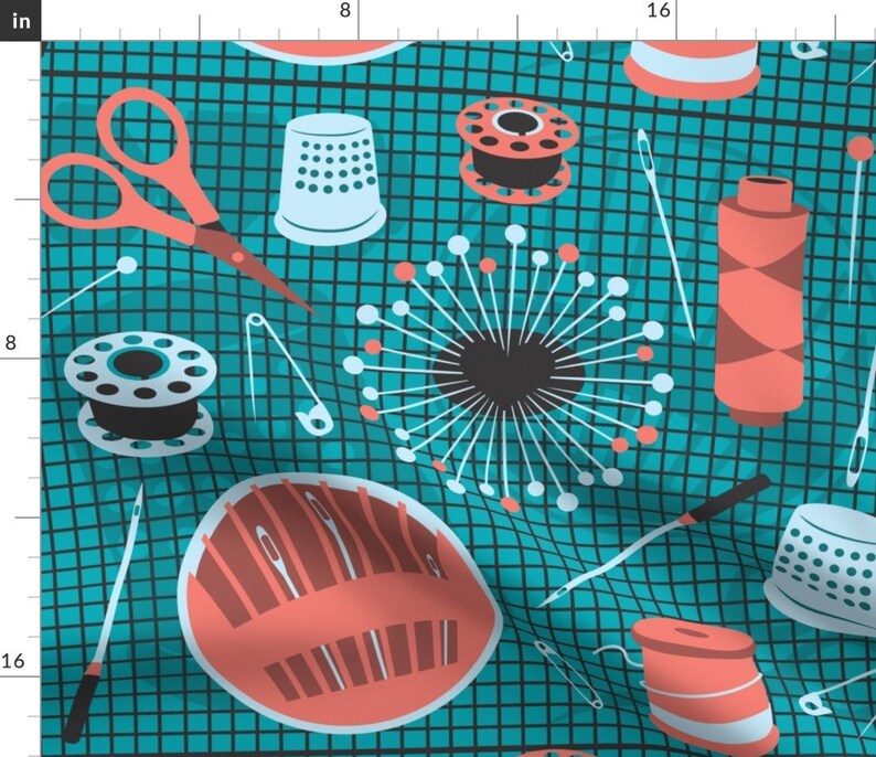 Sewing Notions Fabric Pins and Needles by Gray Retro Etsy