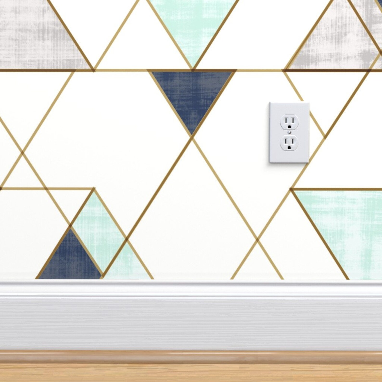 Mint Wallpaper Mod Triangles Navy Mint White by Crystal Etsy