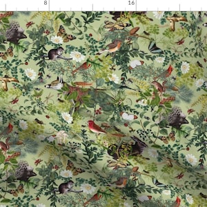 Waldstoff - Woodland Wonderland von makehastedesigns - Grüne Natur Vögel Wald Waldtiere Stoff Bulk Stock von Spoonflower
