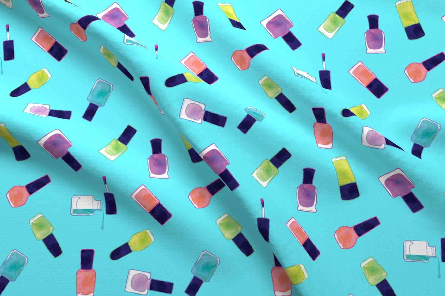 Aqua Nail Polish Fabric Nail Polish Watercolors In Blue By Etsy