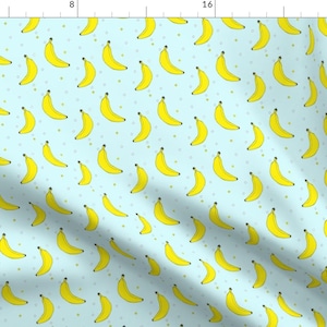 Blue Banana Fabric - Bananas - Elvelyckan By Elvelyckan - Blue and Yellow Cute Summer Fruits Cotton Fabric By The Yard With Spoonflower