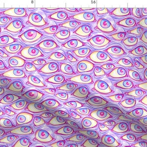 Purple Fabric - Wall Of Eyes by spookishdelight -  Monster Halloween Scary Spooky Drawing Creepy Eyes Fabric by the Yard by Spoonflower