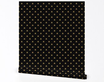 Glam Bees Wallpaper - Napoleonic Bees By Peacoquettedesigns - Faux Gilt Black Chic Removable Self Adhesive Wallpaper Roll by Spoonflower