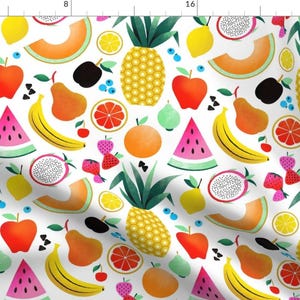 Fruits Sweet Food Fabric - Fruit Punch Medium By Lauracmoyer - Fruit Natural Food Doodles Cotton Fabric By The Yard With Spoonflower