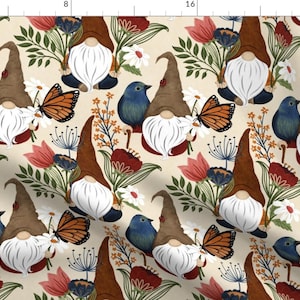 Gnomes Fabric - Zen Gnomes By Jennifernichols - Gnomes Earth Tones Woodland Folklore Fairytale Cotton Fabric By The Yard With Spoonflower
