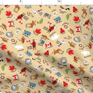 Canada Fabric - Canadian Things By Cynthiafrenette - Canada Moose Bear Beaver Toque Maple Leaf Cotton Fabric By The Yard With Spoonflower