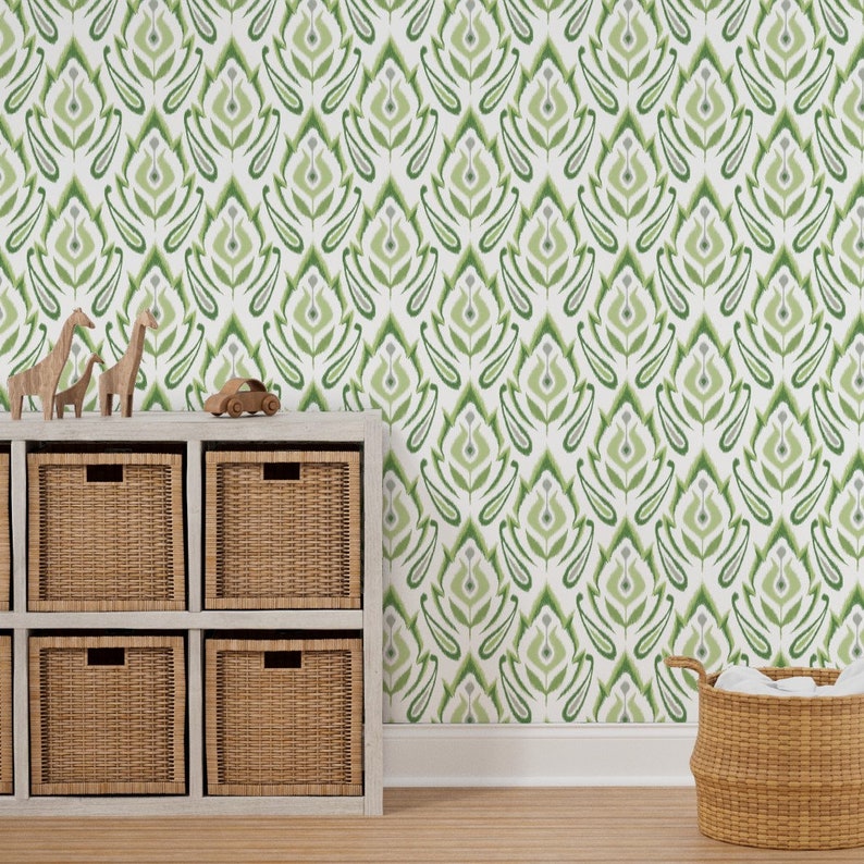 Green Ikat Wallpaper Spearmint Ikat by Pattysloniger Etsy