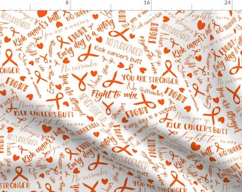 Orange Ribbon Fabric - Fighting Words Orange By Themadcraftduckie - Cancer Awareness Cotton Fabric By The Yard With Spoonflower