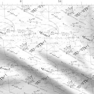 Math Fabric - Equations Black White By Studiofibonacci Physics Mathematics Teach School Science - Cotton Fabric By The Yard With Spoonflower
