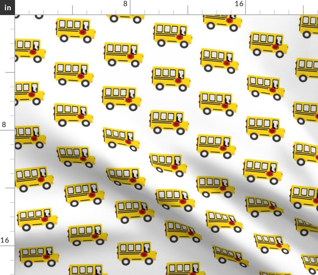 School Bus Fabric Schoolbus by Drapestudio Yellow White Elementary