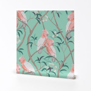 Bird Wallpaper - Vintage Kitsch Tropical Birds By Taranealart - Australian Custom Printed Removable Adhesive Wallpaper Roll by Spoonflower