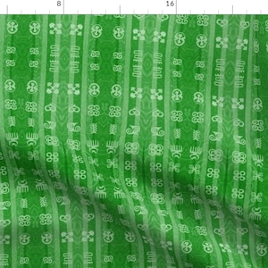 Adinkra Fabric - Adinkra Study By Africanamericanfabric - Adinkra African Symbols Green Ritual Cotton Fabric By The Yard With Spoonflower
