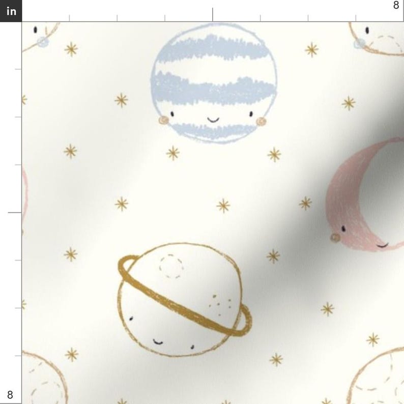 Planets Fabric - Planetary By Littlefoxhill - Planets Space Science Baby Girl Nursery Blush Cotton Fabric By The Yard With Spoonflower image 3