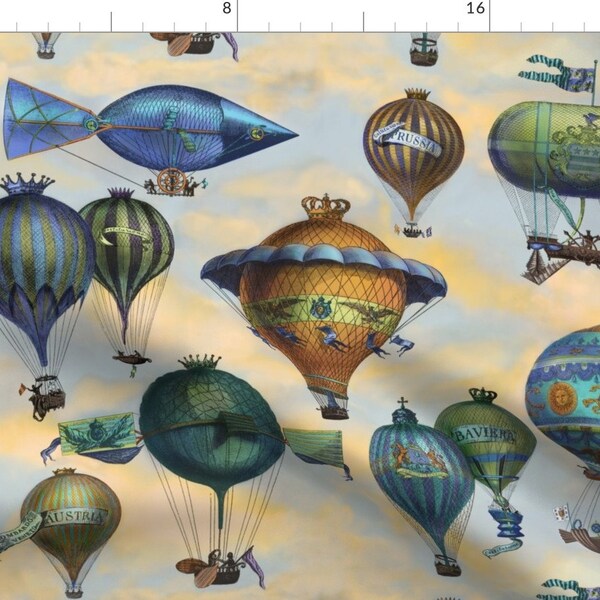 Hot Air Balloon Cotton Fabric Etsy