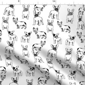 French Bulldog Fabric - French Bulldog Black And White Dog By Andrea Lauren - Frenchie Pet Puppy Cotton Fabric by the Yard with Spoonflower