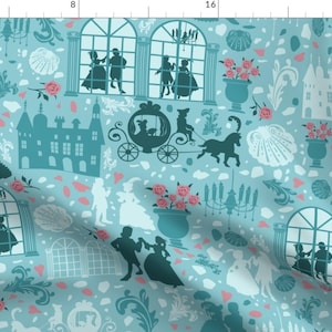 Aqua Fairy Tale Fabric - Rococo 1700s Aristocratic Lifestyle By Ksharpstudio - Elaborate Elegant Cotton Fabric By The Yard With Spoonflower