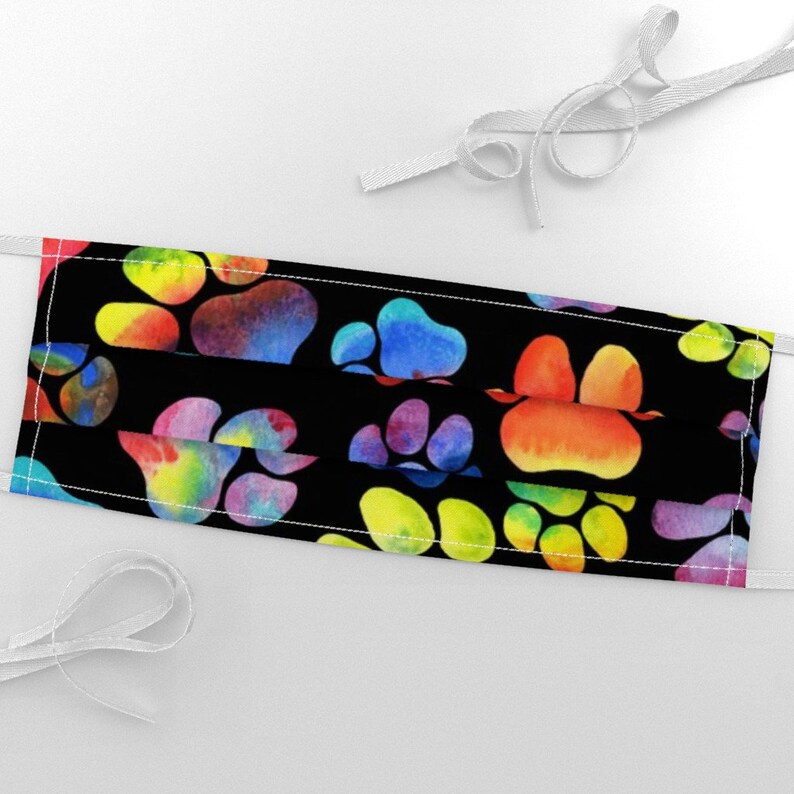 Rainbow Dog Paw Prints Fabric Rainbow Watercolor Pawprints Etsy