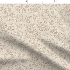 Boho Taupe Floral Fabric - Kalami Simple by holli_zollinger - Bohemian Neutral Faux Woven Look  Fabric by the Yard by Spoonflower