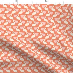 Orange Pelican Bird Fabric - Pastel Pelicans By Katerhees - Pelican Tropical Pattern Orange Cotton Fabric By The Yard With Spoonflower