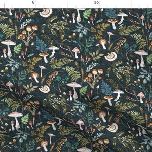 Woodland Floor Fabric - Mushroom Grove by nouveau_bohemian - Forest Nature Forest Earthy Ferns Mushrooms Fabric by the Yard by Spoonflower