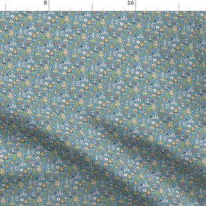 Tiny Campers Fabric - Outdoors Camping Woodland With Campfire By Caja Design - Woodland Nursery Cotton Fabric by the Yard with Spoonflower