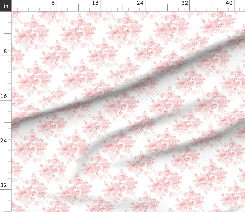 Pink and White Fabric Sweet Adeline Peony by Lilyoake Pink Etsy