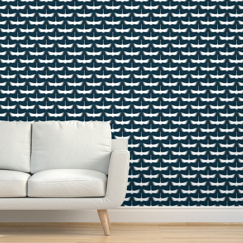 Art Deco Crane Wallpaper Whooping Crane Migration by - Etsy