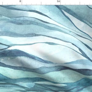 Watercolor Fabric - Abstract Ocean Waves by shelley_ismay_design - Abstract Waves Lines Water Coastal Sea Fabric by the Yard by Spoonflower