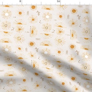 Sun Fabric - Sun Rays By Nouveau Bohemian - Beige Orange Summer Desert Tribal Beach Happy Bright Cotton Fabric By The Yard With Spoonflower