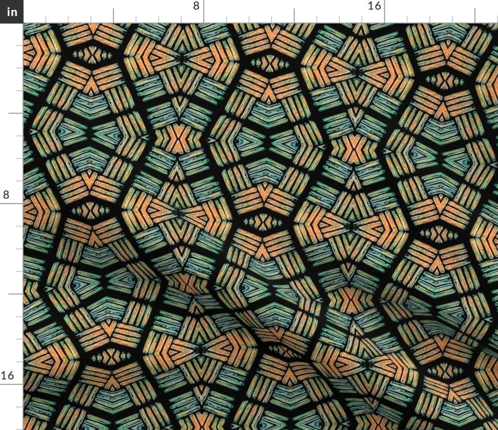 African Fabric Block Print african Green and Orange by Etsy