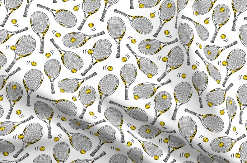 Vintage Tennis Fabric Tennis Rackets Sport Game By Revista Etsy