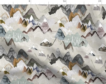 Grey Woodland Fabric - Call Of The Mountains by nouveau_bohemian - Nature Gender Neutral Mountains Hiking Fabric by the Yard by Spoonflower