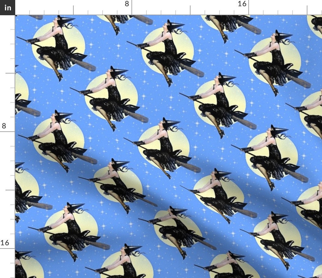 Vintage Halloween Fabric Modern Witch By Mandamacabre | Etsy